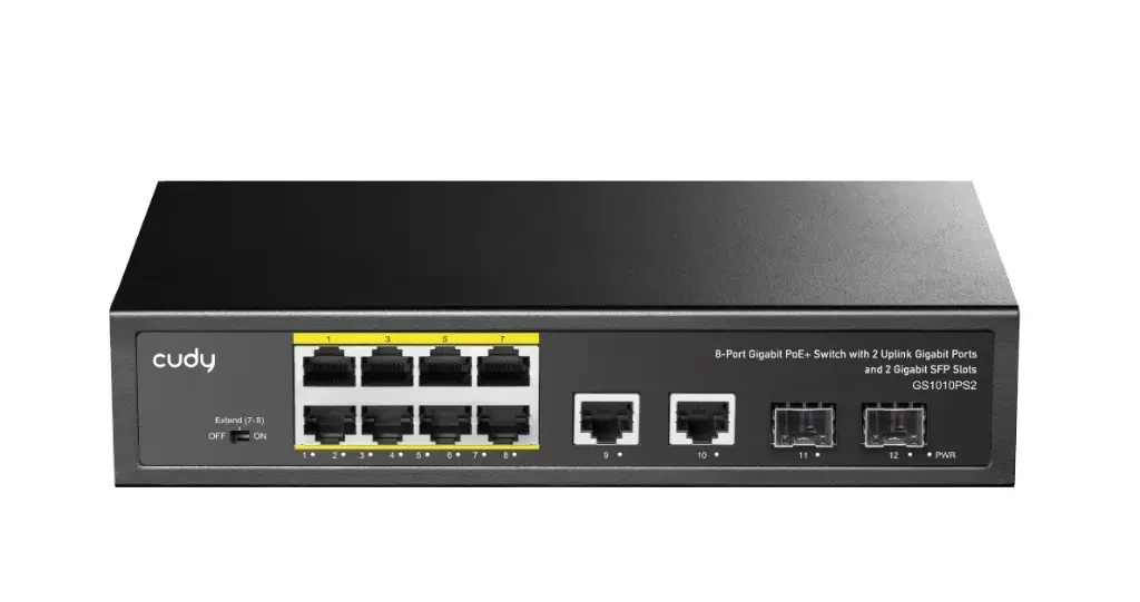 Cudy GS1010PS2 8-Port Gigabit PoE+ Switch with 2 Uplink Gigabit Ports and 2 Gigabit SFP Slots 120W