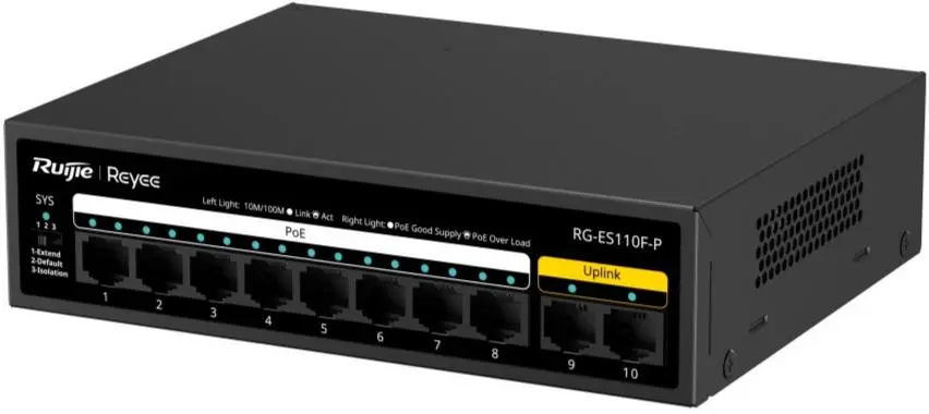 Ruijie RG-ES110F-P 10-Port 10/100 Mbps Unmanaged PoE Switch